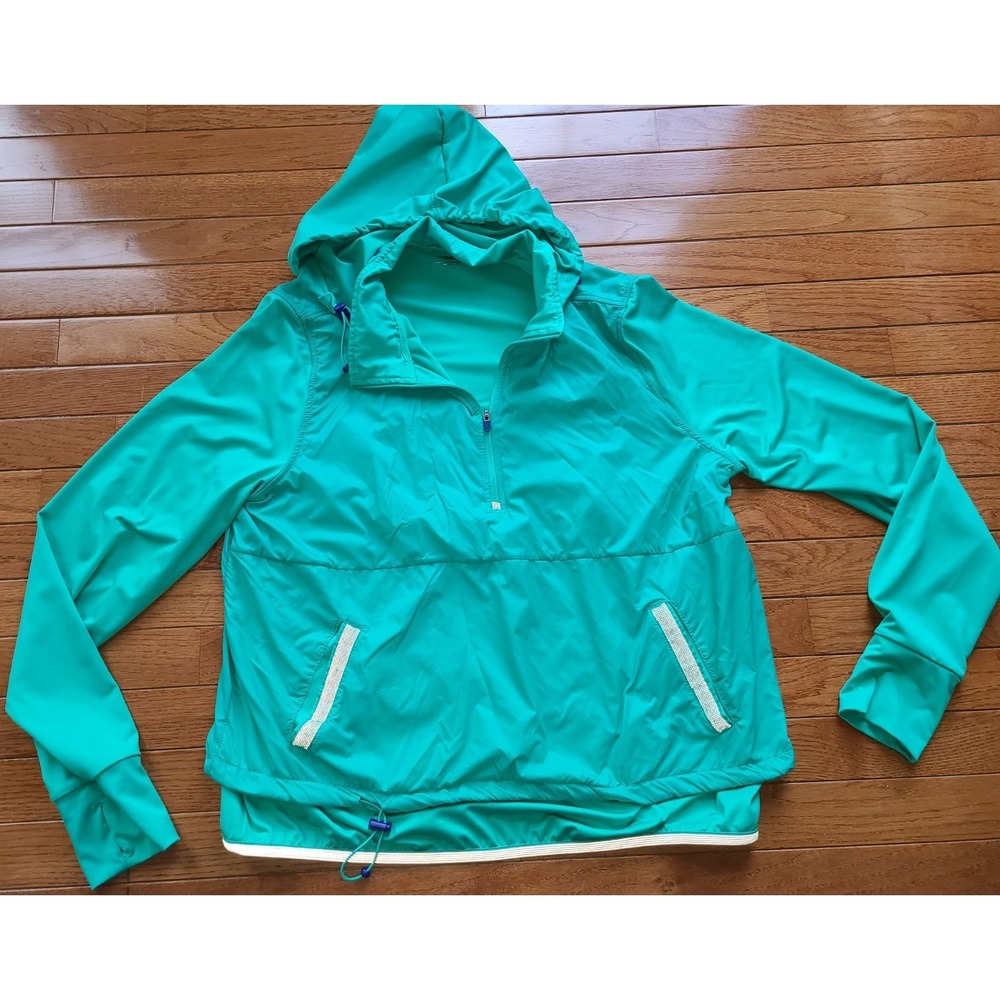 Avia Sz L (12-14) Athletic Sports Active 1/4 Zip Green Jacket Thumb hole Active